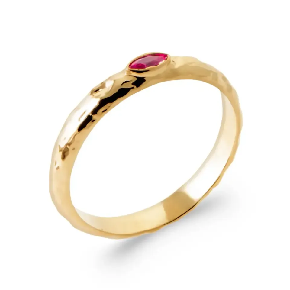 Oriana France promesse bague plaqué or fuchsia