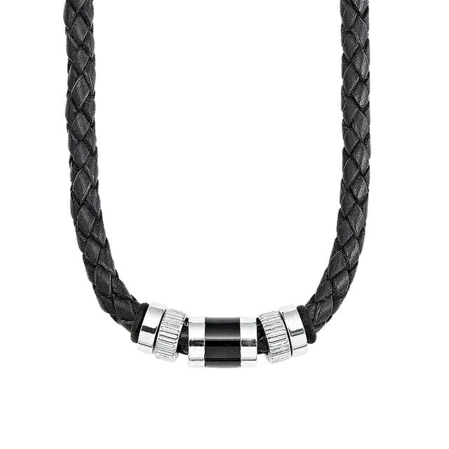 s.Oliver Collier homme cuir acier gris noir