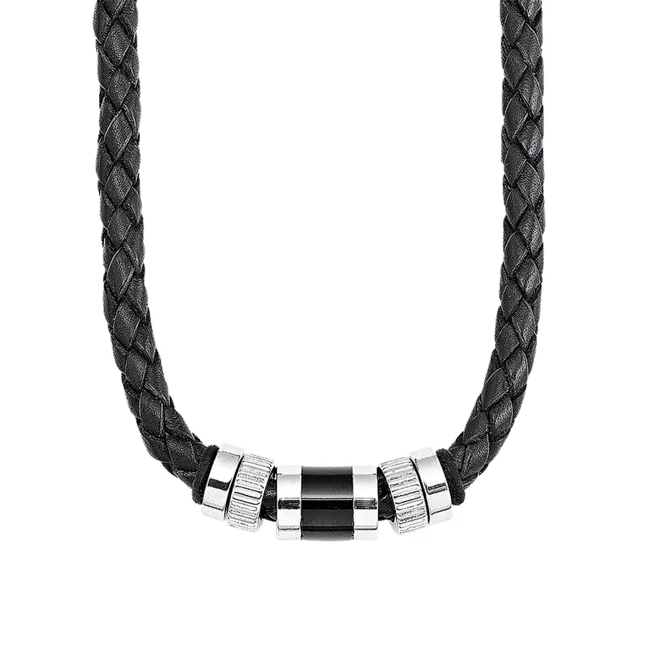 s.Oliver Collier homme cuir acier gris noir