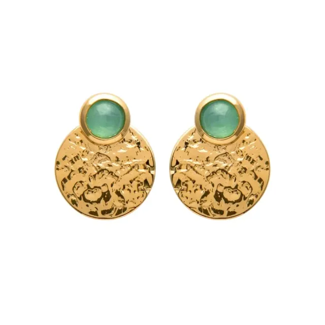 Oriana France Aventurine boucles plaqué or martelé