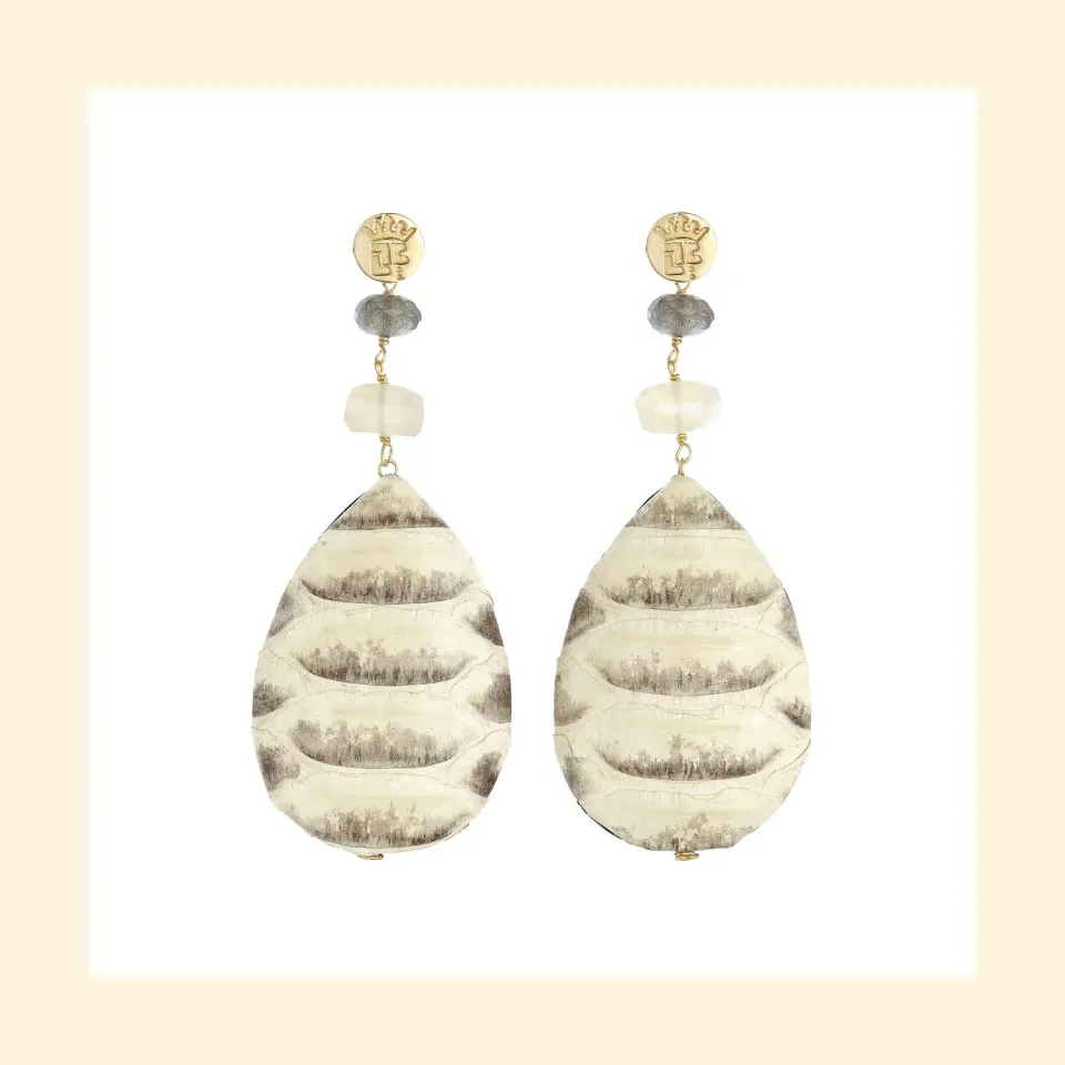 Lorella Tamberi Canal Tassel boucles python labradorite 8,5cm