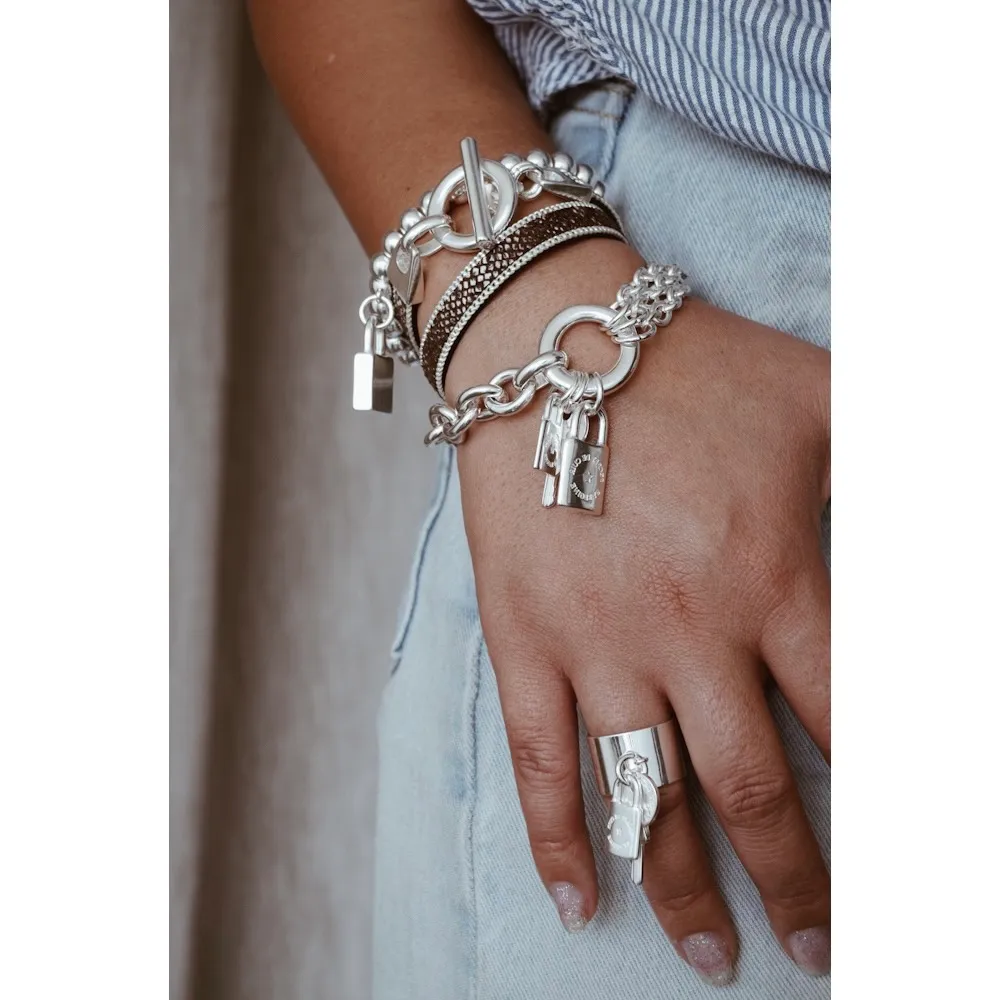 Secret de Cuir N°51 bracelet serpent cuir marron