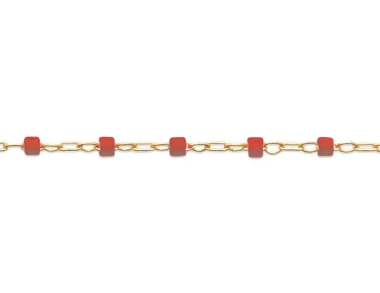 Oriana France bracelet perles miyuki rouges plaqué or