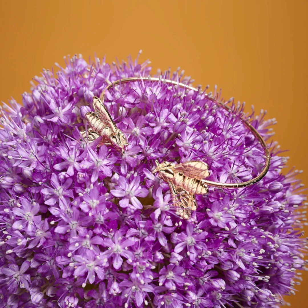Lorella Tamberi Canal Bee Queen bracelet deux abeilles doré rose