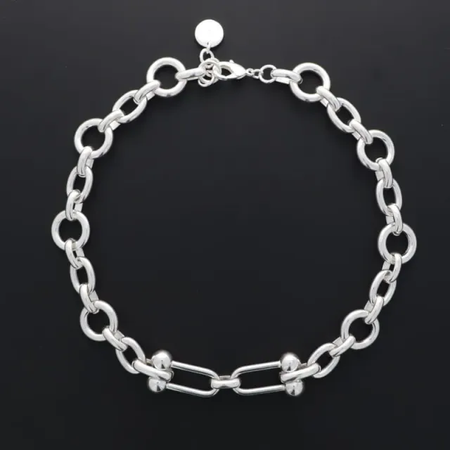 Secret de Cuir N°1568 collier U boule argenté