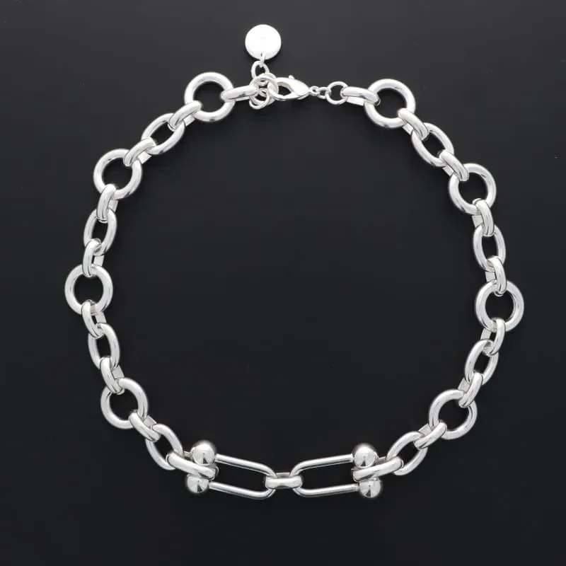 Secret de Cuir N°1568 collier U boule argenté