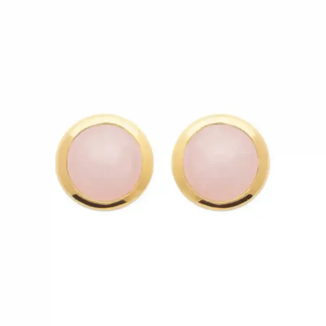 Oriana France quartz rose puces d’oreilles plaqué or hypoallergéniques