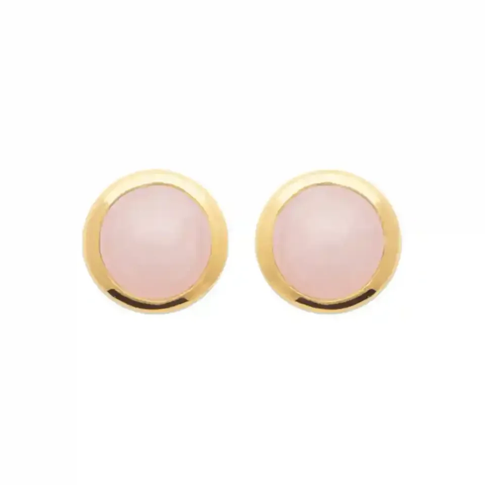 Oriana France quartz rose puces d’oreilles plaqué or hypoallergéniques