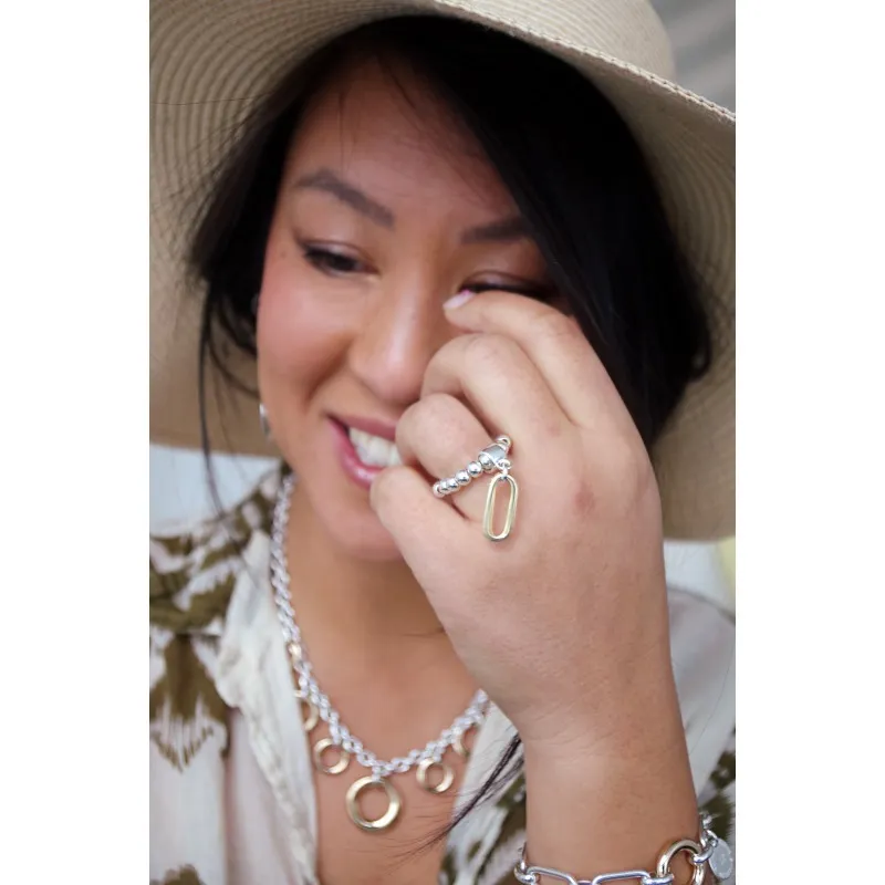 Secret de Cuir N°1601 908 bague perles bicolore