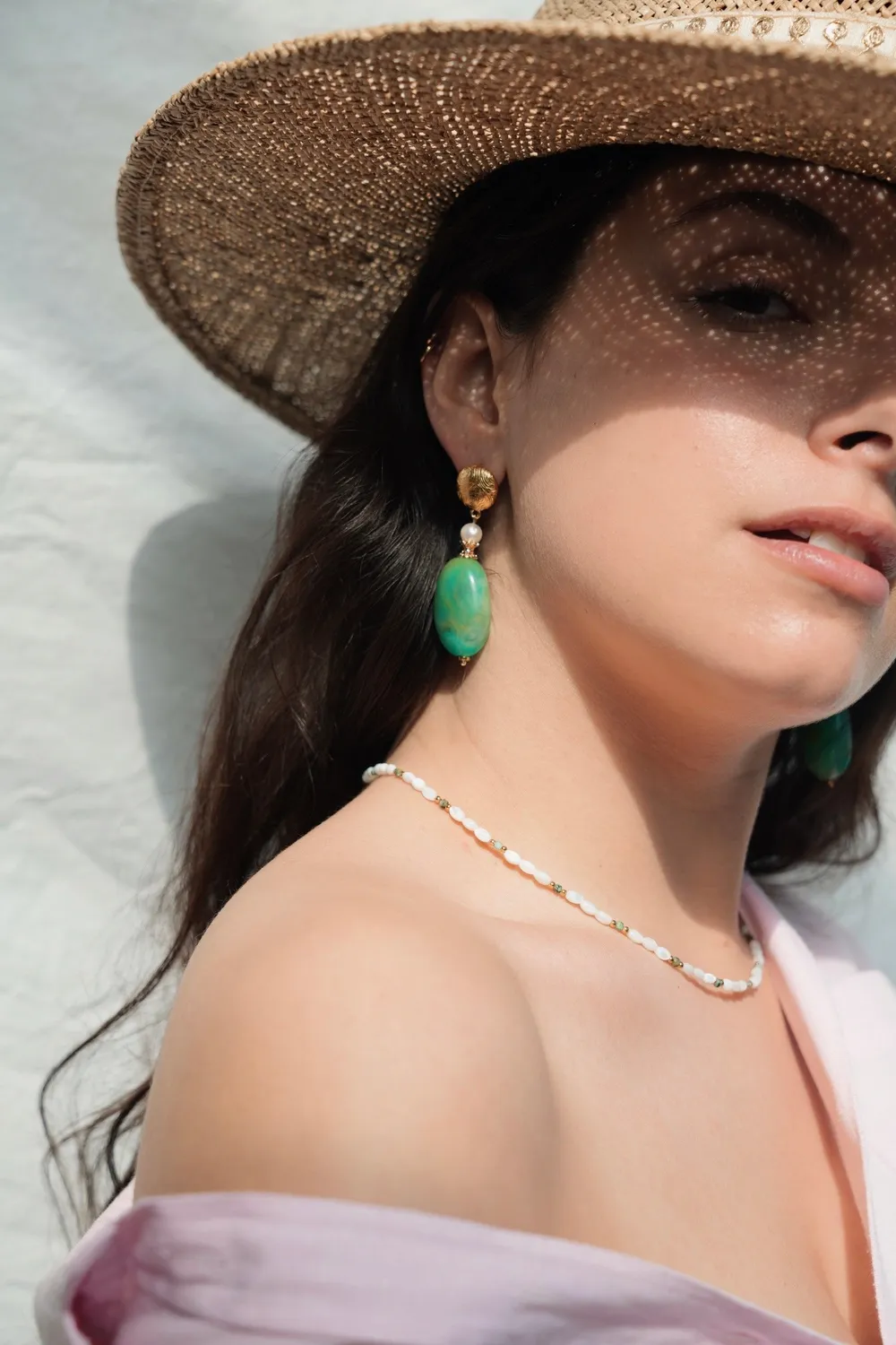 Cloralys Calypso boucles d'oreilles perles turquoise 6 cm