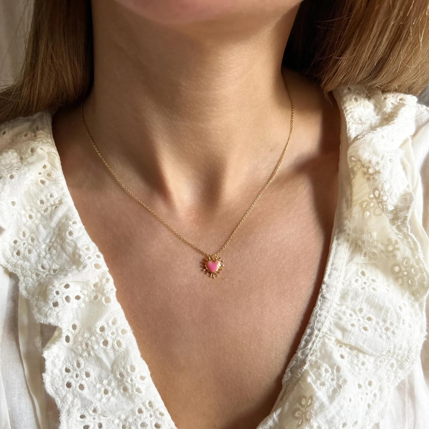 Elise Tsikis Esperenza collier coeur rose doré