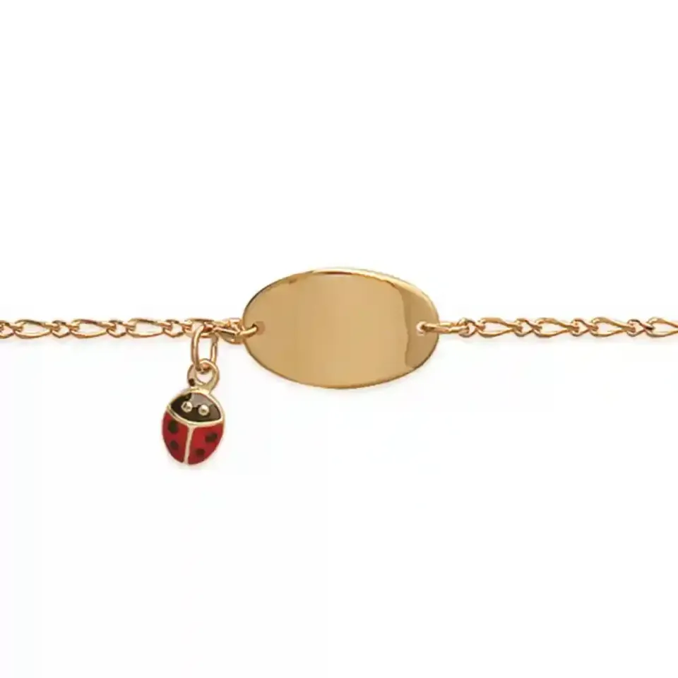 Oriana France bracelet chaîne coccinelle plaqué or à graver