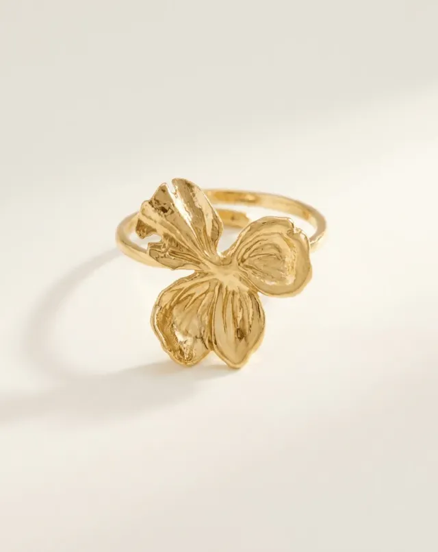 Elise Tsikis Elysia Small bague fleur or jaune