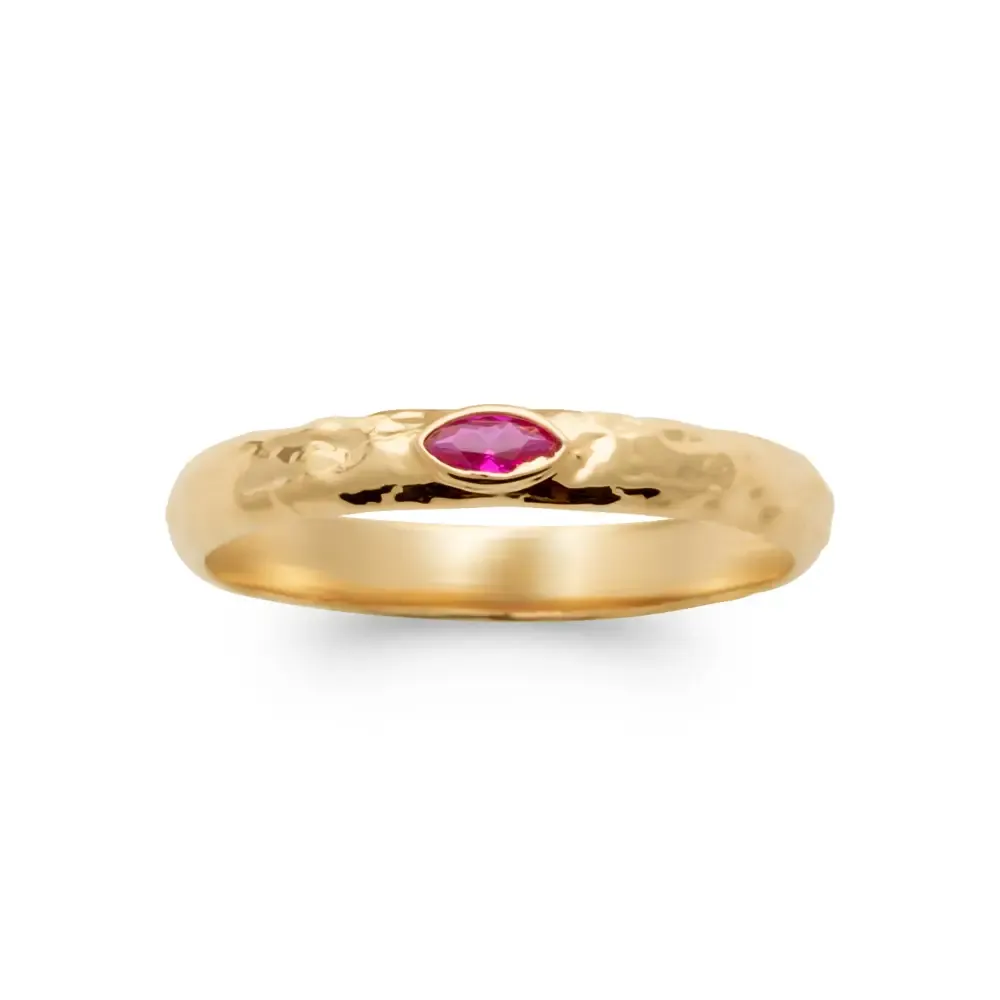 Oriana France promesse bague plaqué or fuchsia