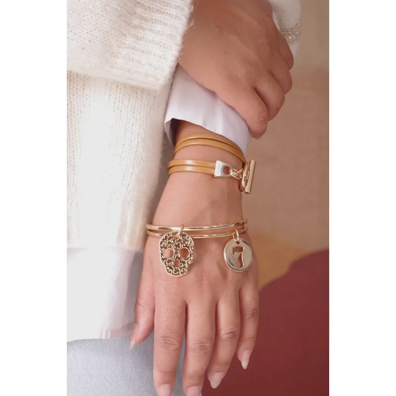 Secret de Cuir N°659 bracelet steph cuir doré double
