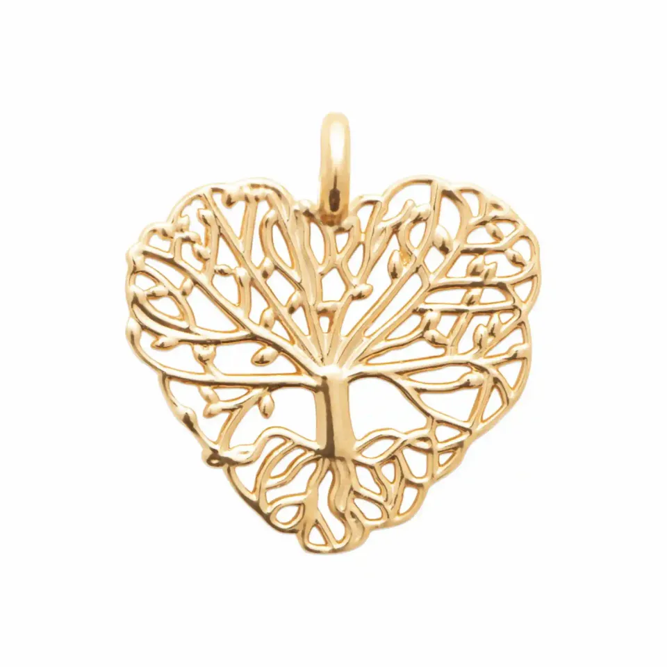 Oriana France pendentif arbre de vie cœur plaqué or