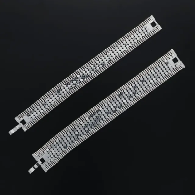 Secret de Cuir N°1727 bracelet résille plaqué argent large