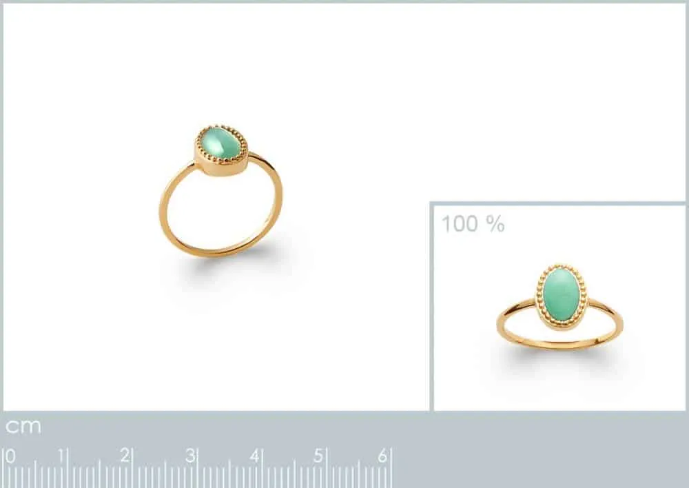 Oriana France Adeline bague aventurine véritable plaqué or