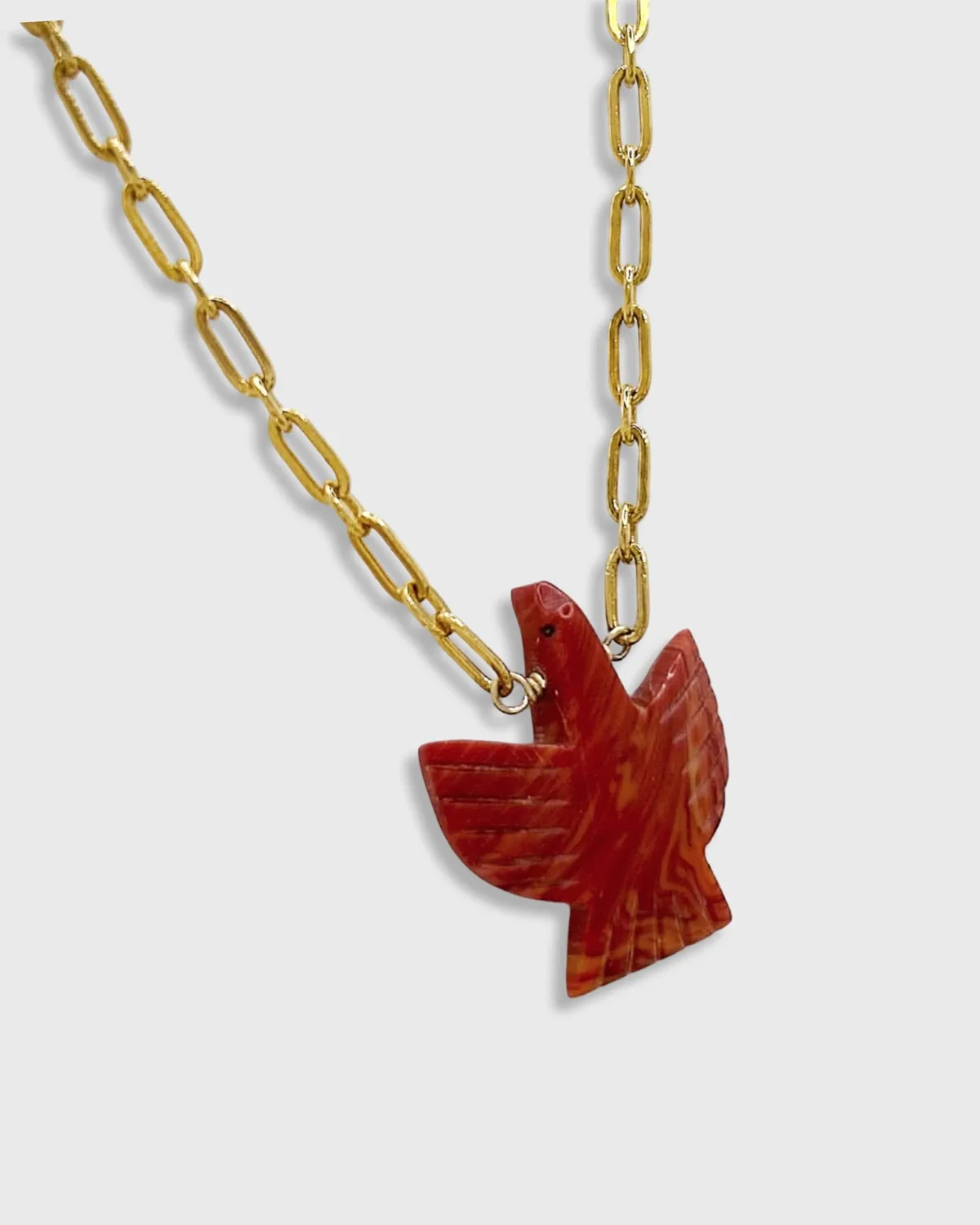 Elise Tsikis Pursley collier pendentif oiseau orange