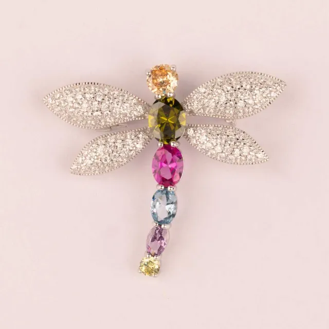 Ultima Edizione libellula zircons couleur broche