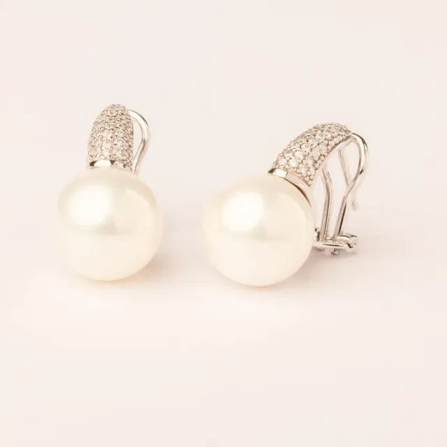 ULTIMA EDIZIONE gambo zirconi perle 14 mm boucles d'oreilles