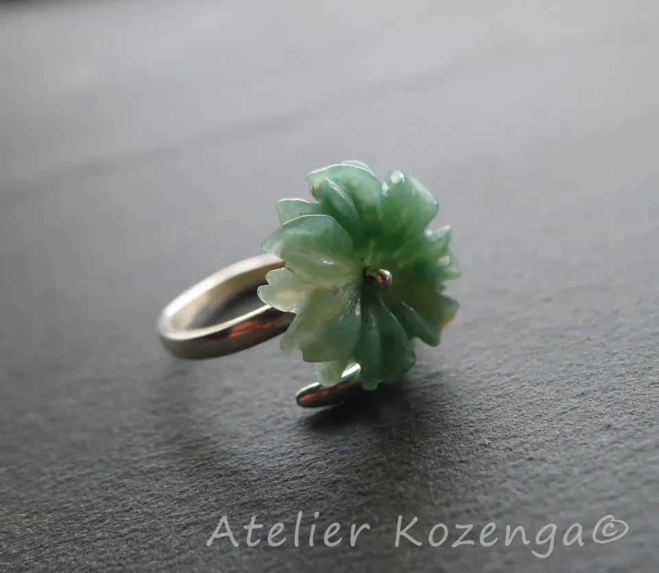 L'Atelier Kozenga Athela bague argent fleur aventure verte