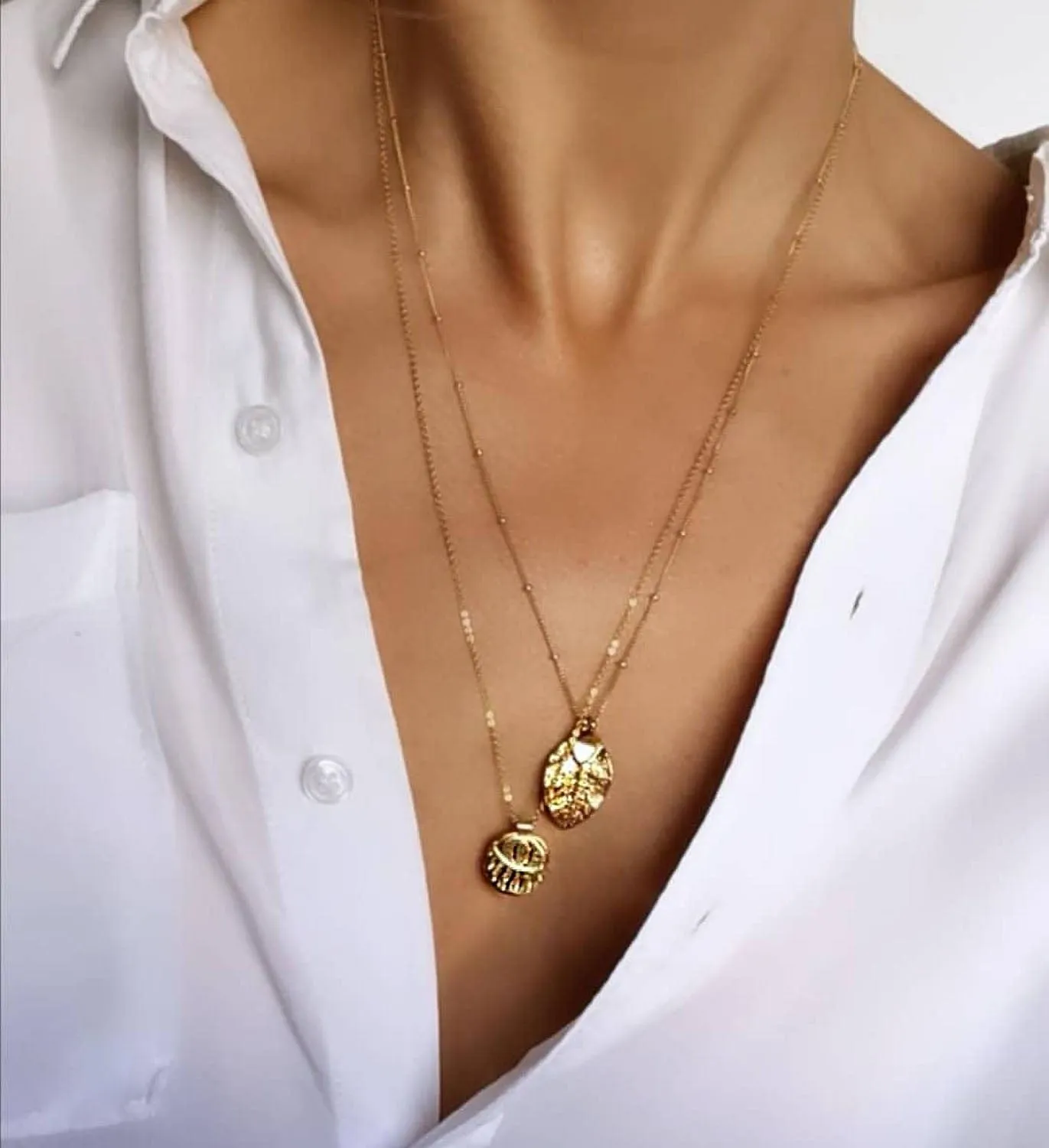 Elise Tsikis Drama collier or jaune 55 cm œil