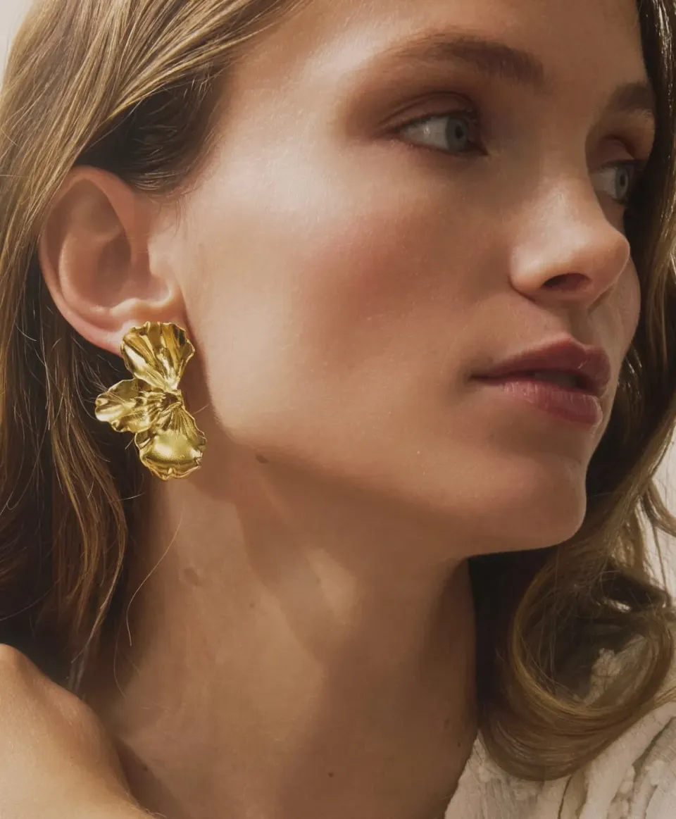 Elise Tsikis Némésis Euménide Medium boucles d'oreilles plaqué or
