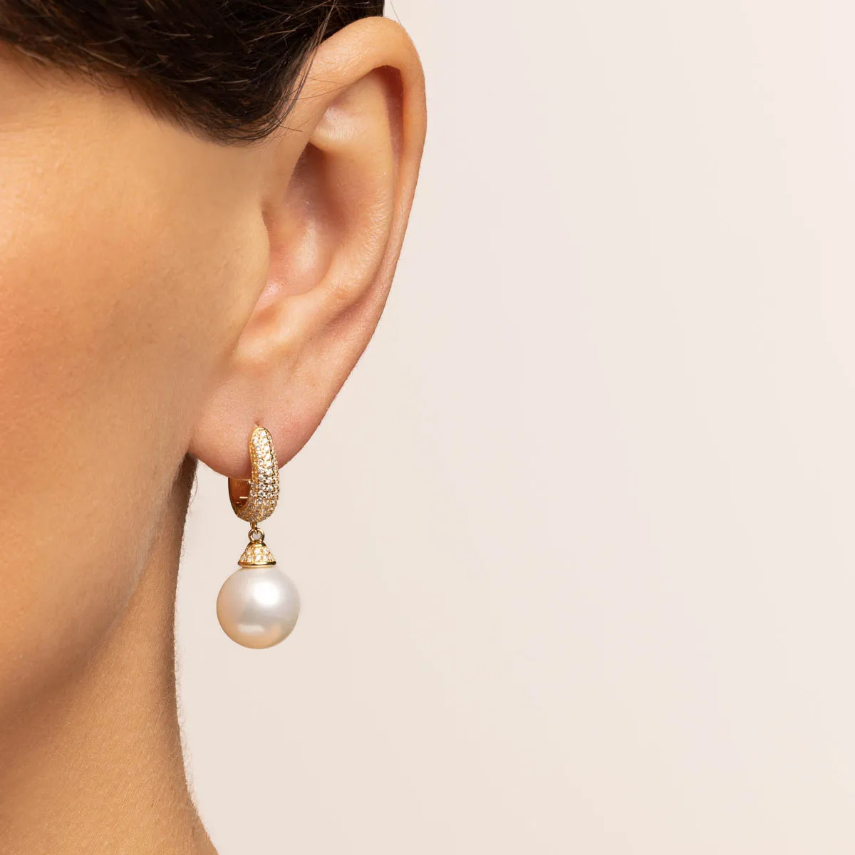 ULTIMA EDIZIONE Cerchietto créoles perle 12 mm pavé