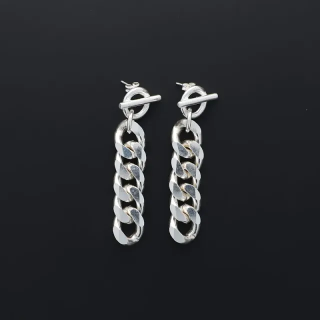 Secret de Cuir N°1516 boucles gourmette pendantes plaqué argent