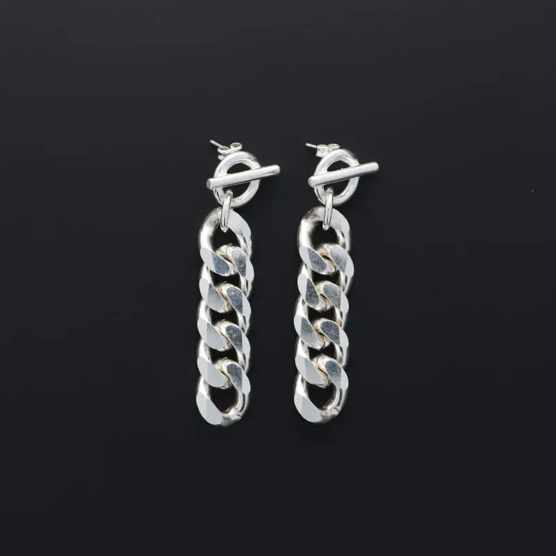 Secret de Cuir N°1516 boucles gourmette pendantes plaqué argent