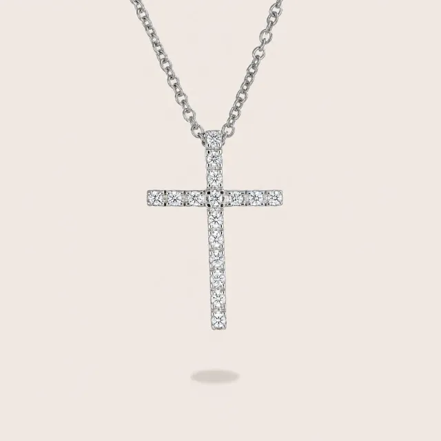 Ultima Edizione croix 15x21 collier zircons blancs