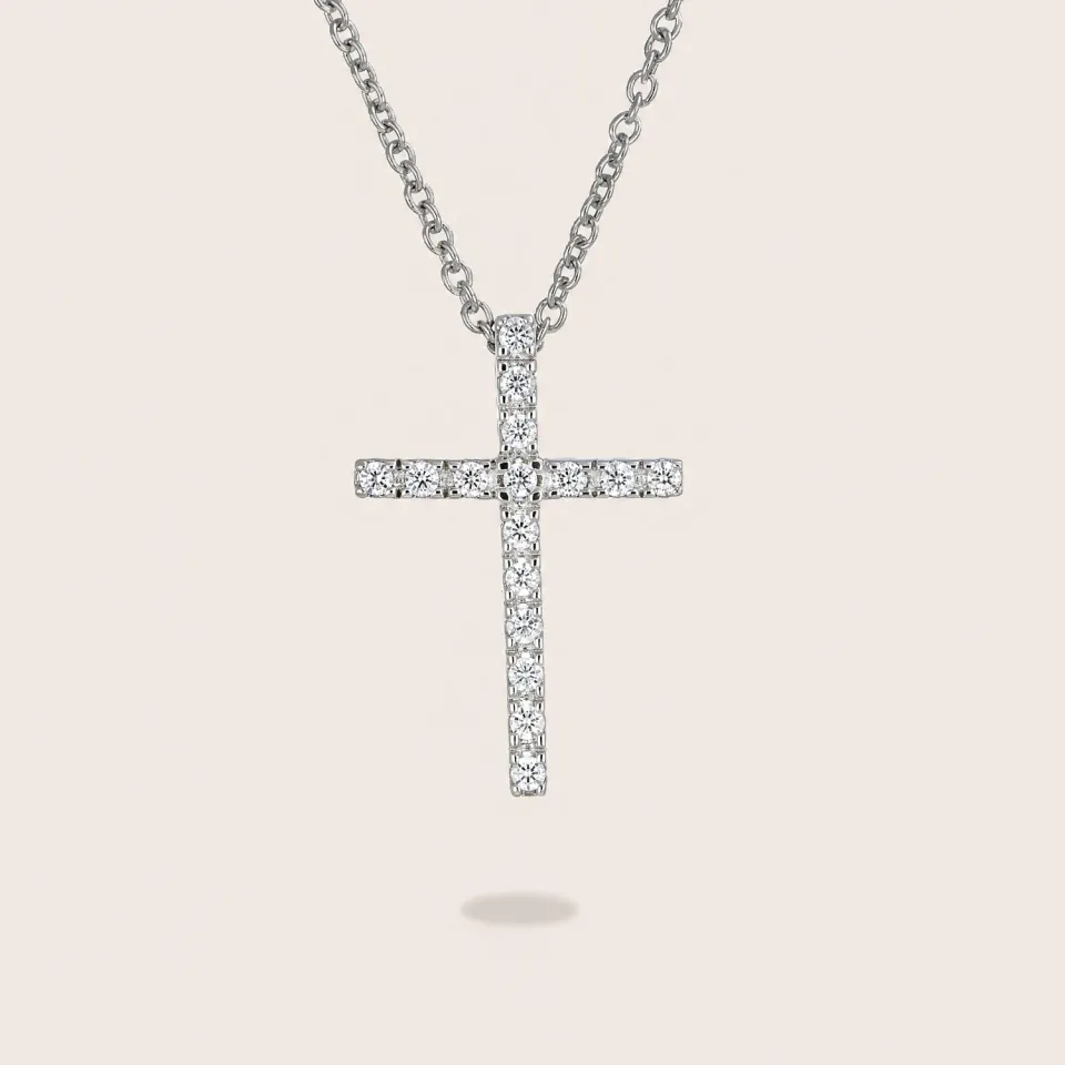 Ultima Edizione croix 15x21 collier zircons blancs