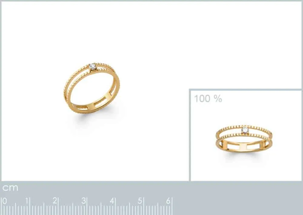 Oriana France Solitaire bague plaqué or double anneau
