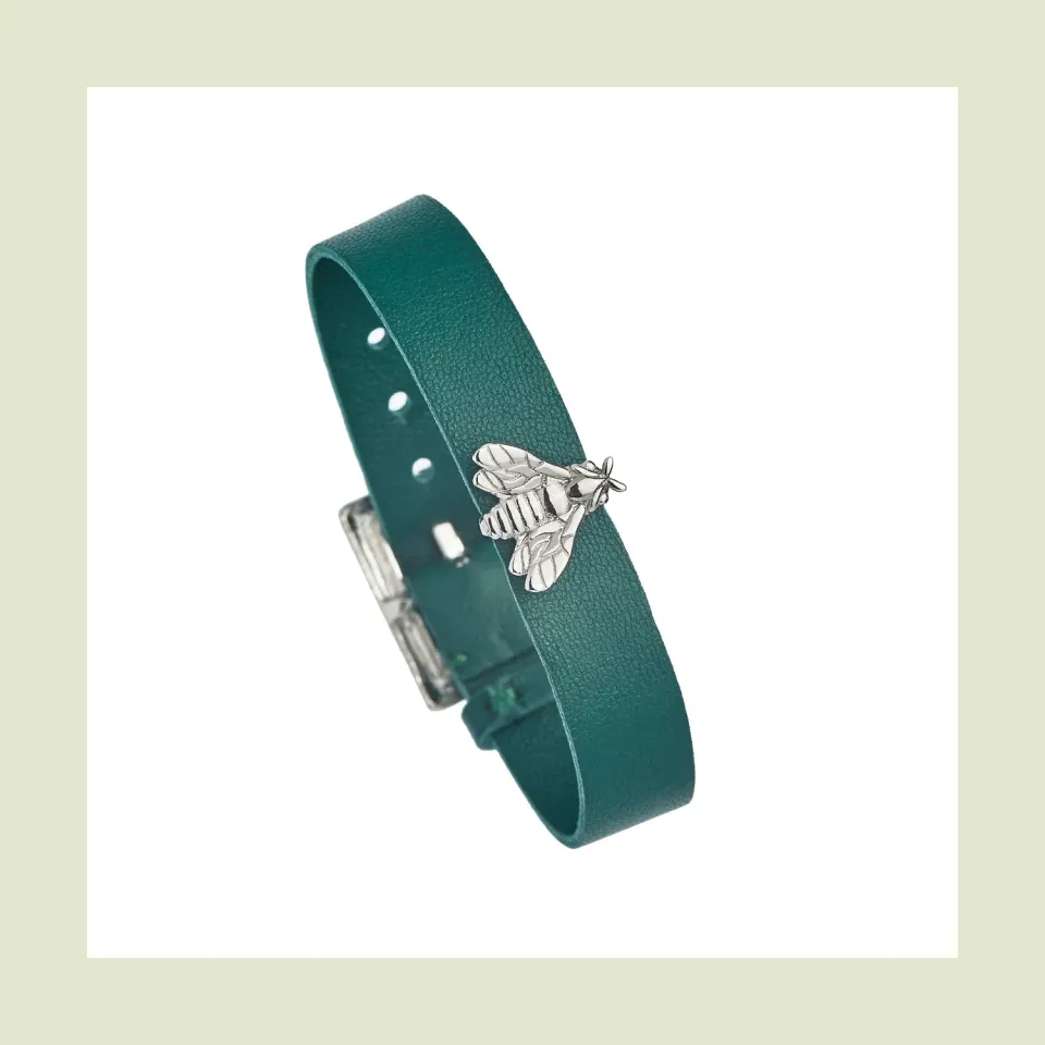 Lorella Tamberi Canal Bee Queen bracelet cuir vert abeille