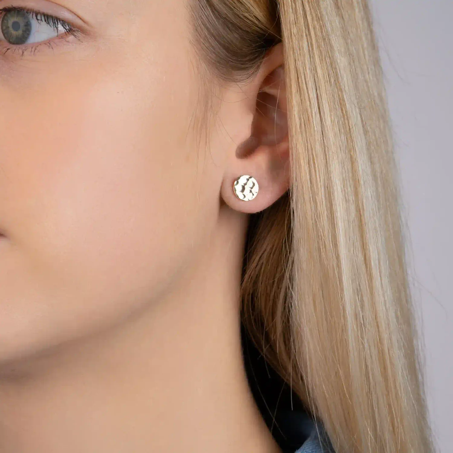 Oriana France clous cercles martelés plaqué or 18 carats