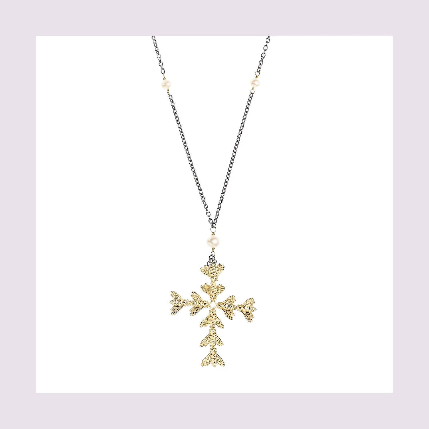 Lorella Tamberi Canal Bee Queen collier croix abeilles perles