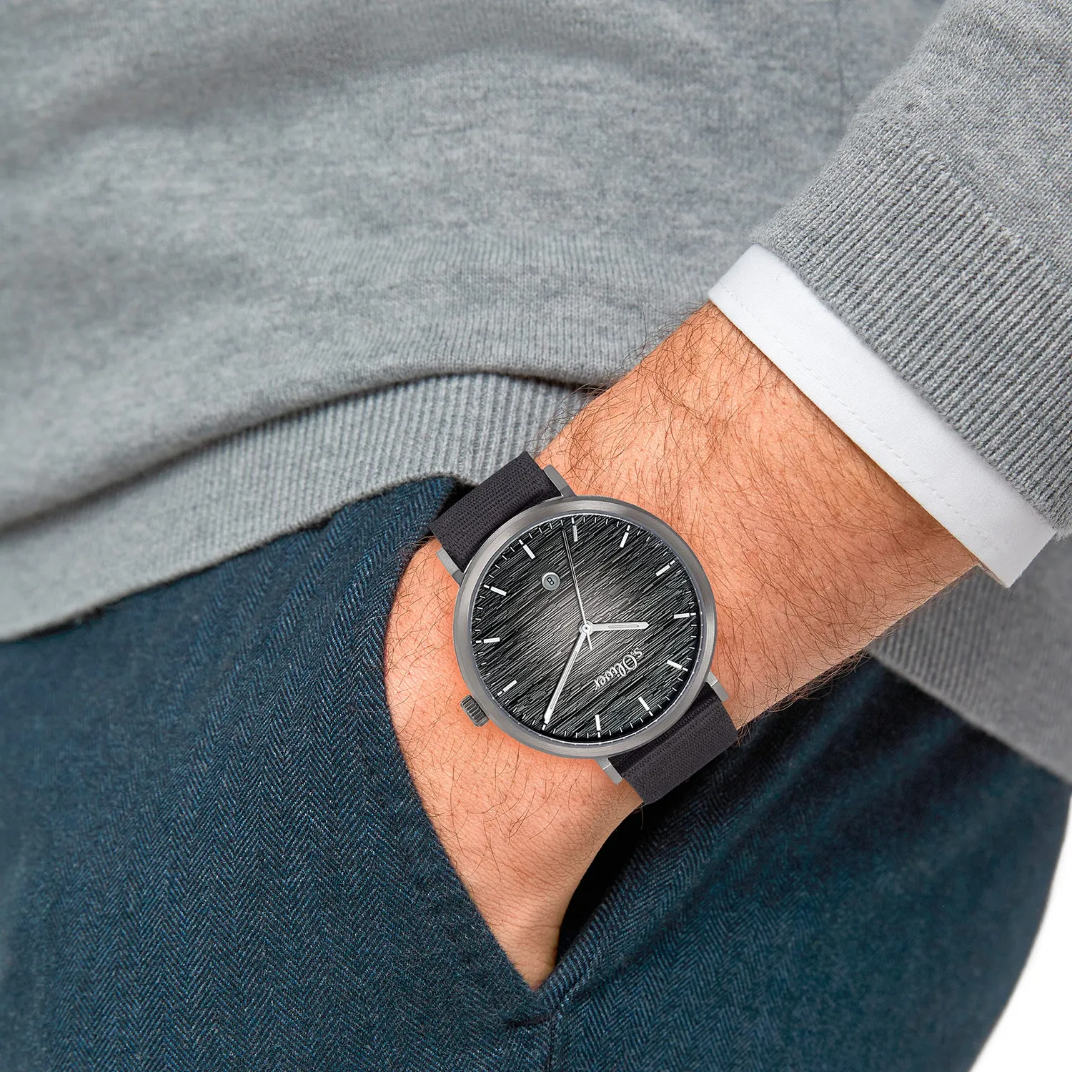 s.Oliver montre homme cuir gris quartz