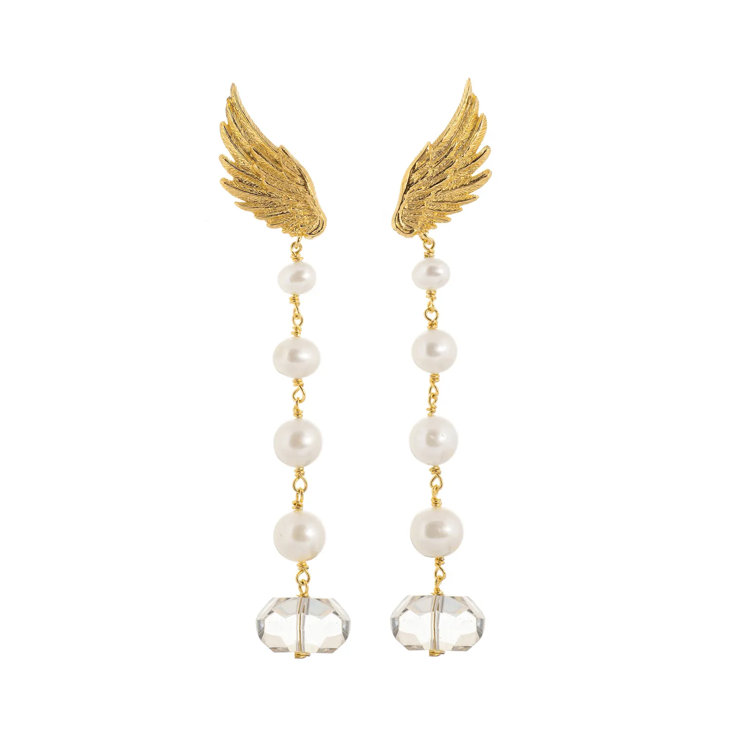 Lorella Tamberi Canal Artemis Wing boucles pendantes perles doré