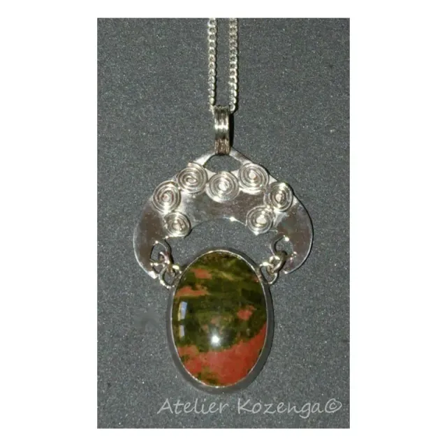 L'Atelier Kozenga Indi pendentif argent unakite 25x18mm