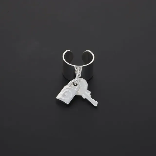 Secret de Cuir N°805 bague réglable clé cadenas argenté