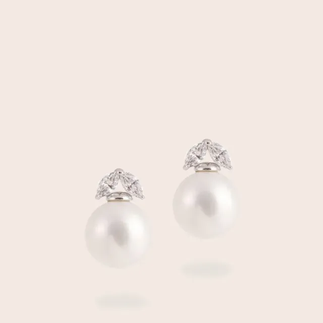 Ultima Edizione marquise perle boucles d'oreilles zircons