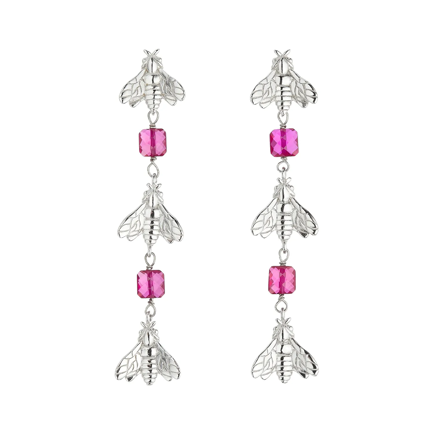 Lorella Tamberi Canal Bee Queen boucles pendantes abeilles zircon