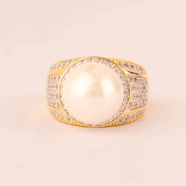 Ultima Edizione Pavé Perle bague perle pavé blanc