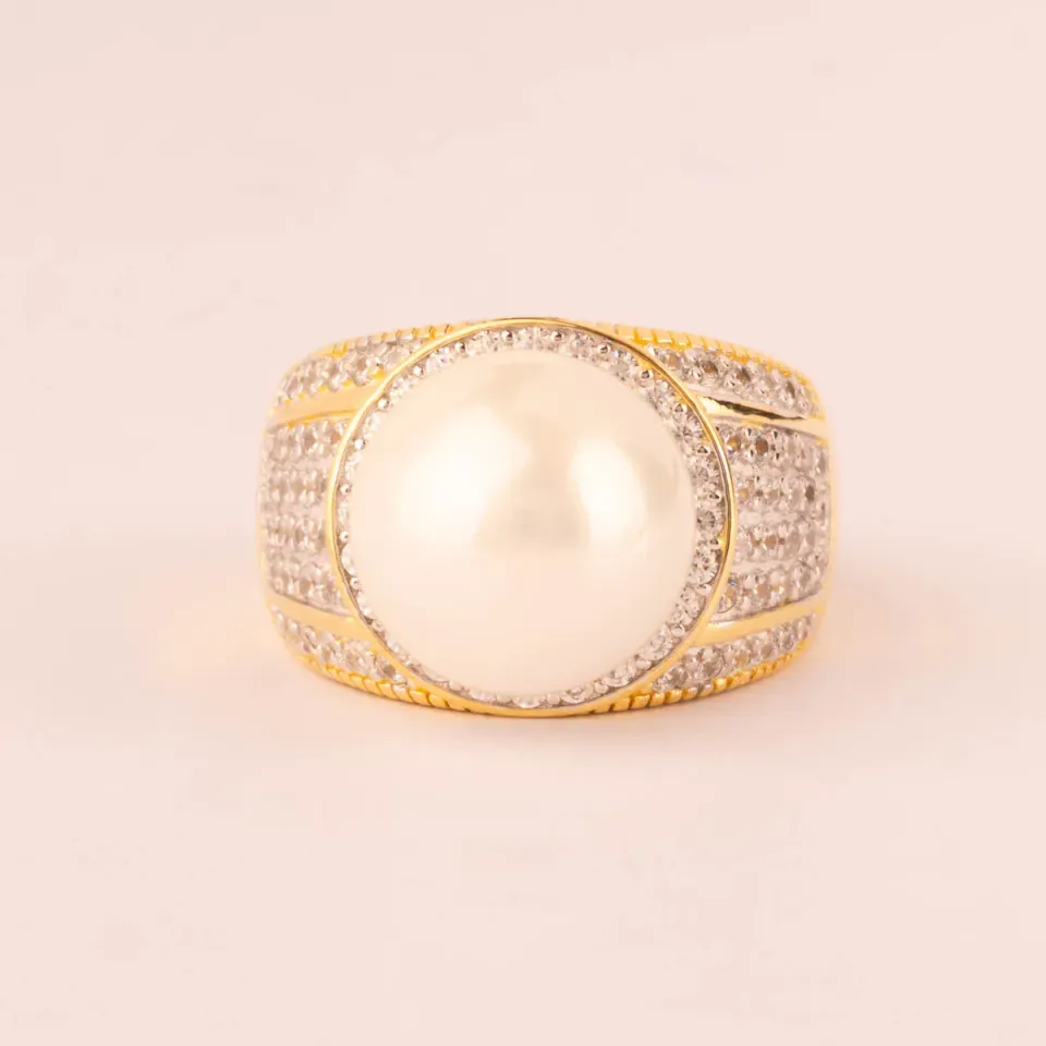 Ultima Edizione Pavé Perle bague perle pavé blanc