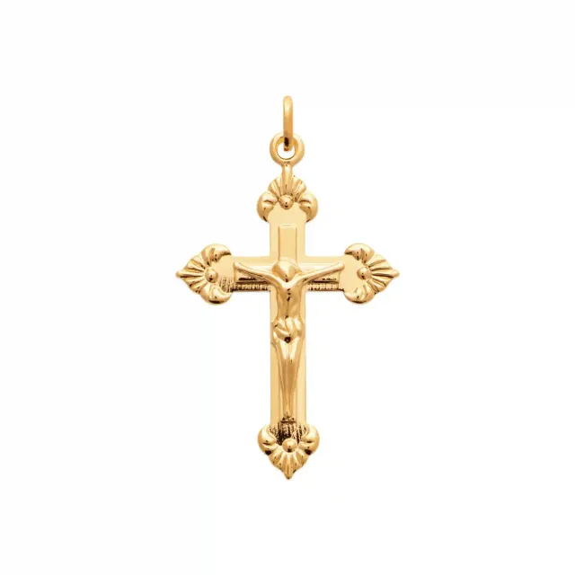 Oriana France pendentif croix Jésus plaqué or 18 carats
