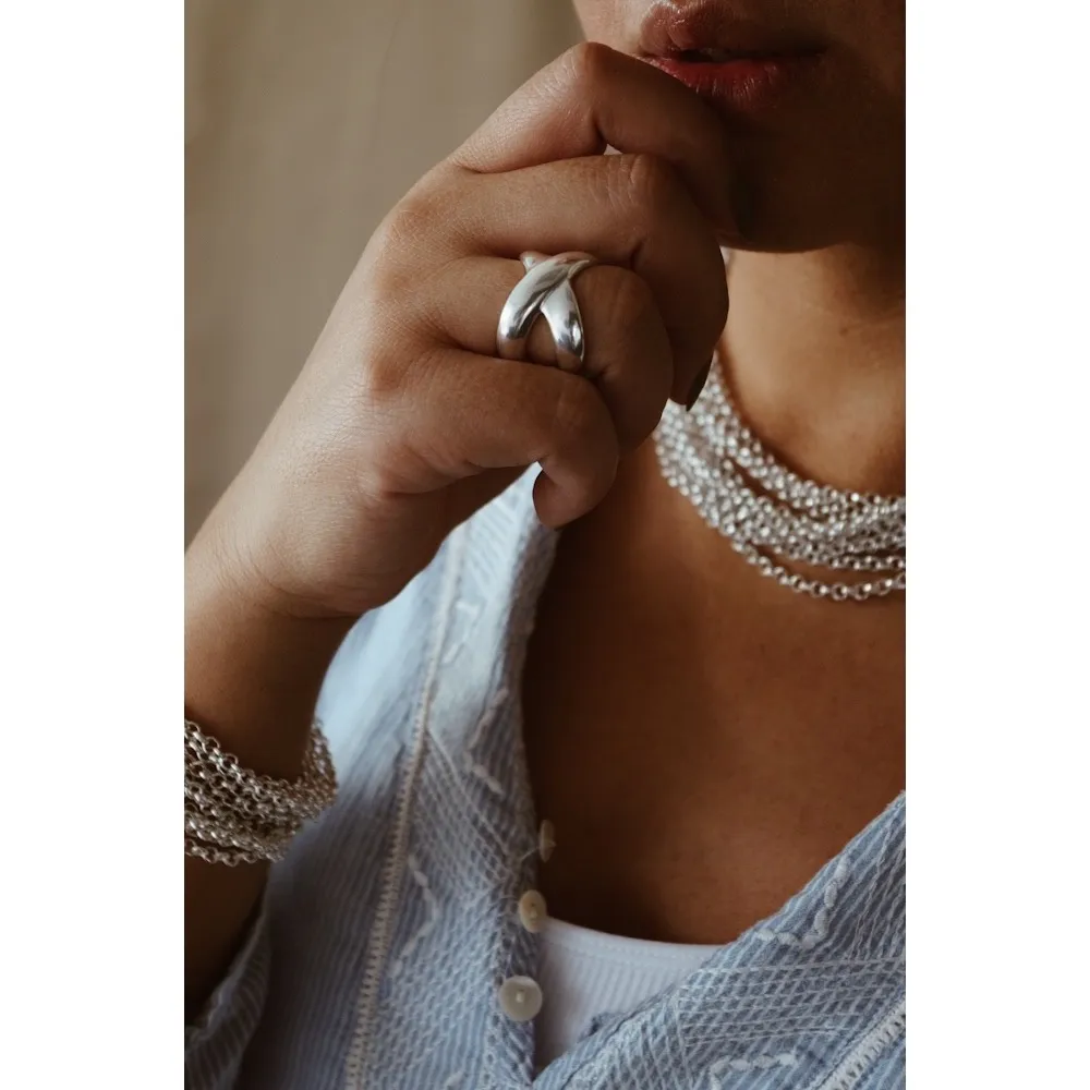 Secret de Cuir N°1003 bague X plaqué argent 11g