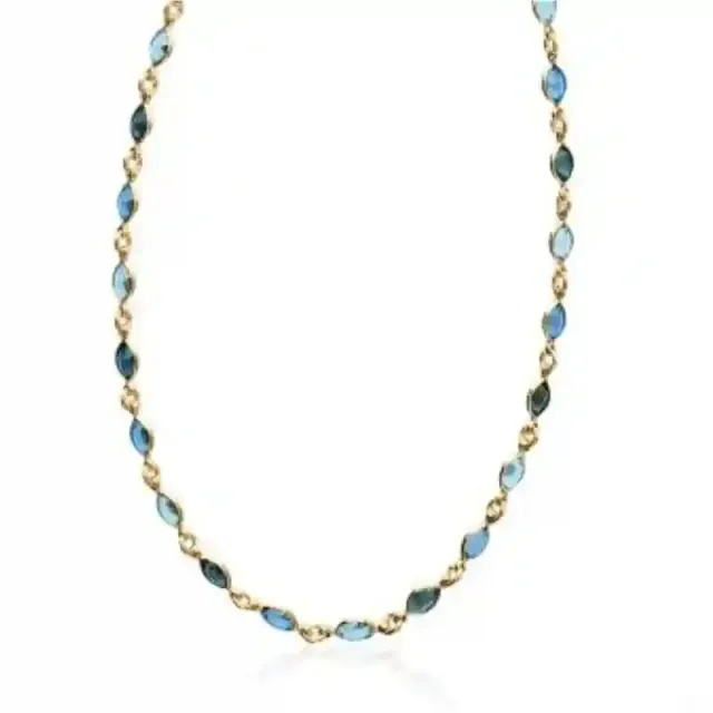 Oriana France collier plaqué or cristaux bleus