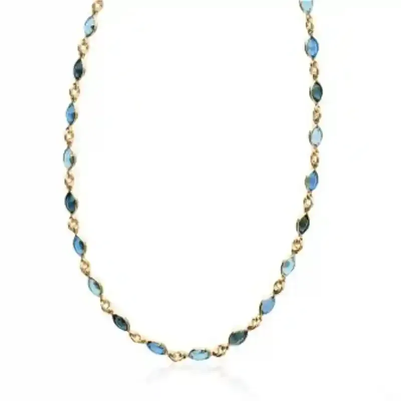 Oriana France collier plaqué or cristaux bleus