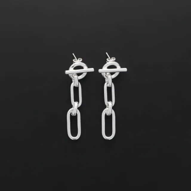 Secret de Cuir N°195 boucles d'oreilles 2 rectangles argenté